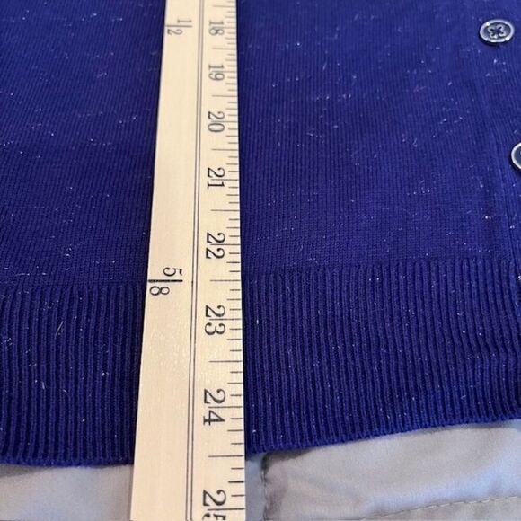 NWT Nicole Miller Button Front Cardigan Cobalt Blue with Metallic Silver Size M - Picture 10 of 12